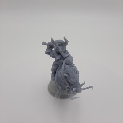 Figurine miniature - Nain chevauchant un sanglier - DnD - Gris non-peint