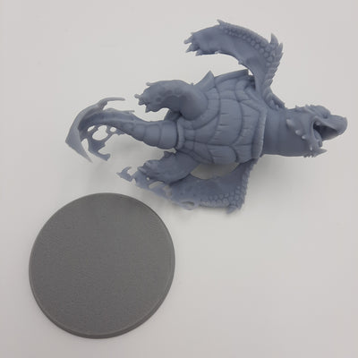 Figurine miniature - Bébé Dragon-Tortue - DnD - Gris/non peint