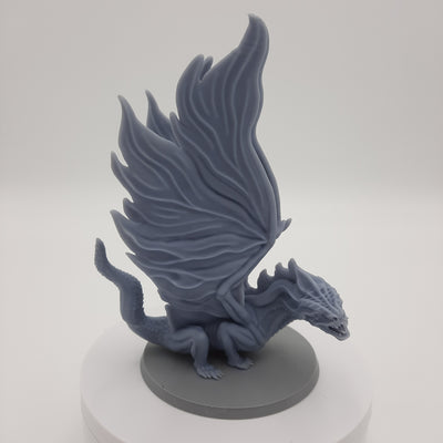 Figurine miniature - Dragon en attaque - DnD - Gris/Non peint