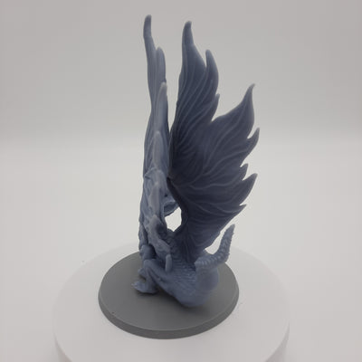 Figurine miniature - Dragon en attaque - DnD - Gris/Non peint