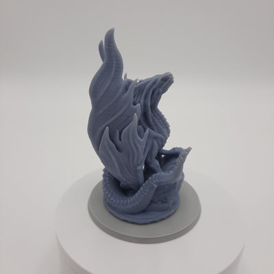 Figurine miniature - Dragon sur rocher - DnD - Gris/Non-Peint