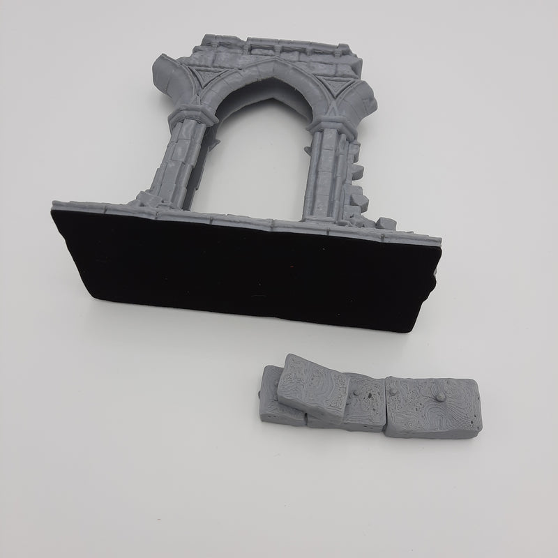 Décors miniature - Arche en ruine - Portail - DnD - Portal - Gris/Non peint