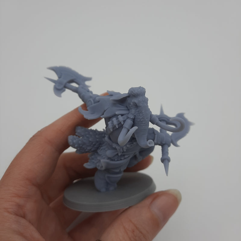 Figurine miniature - Hommes-Éléphants - Elephantfolks - (8 classes différentes) - DnD - Gris/Non peint