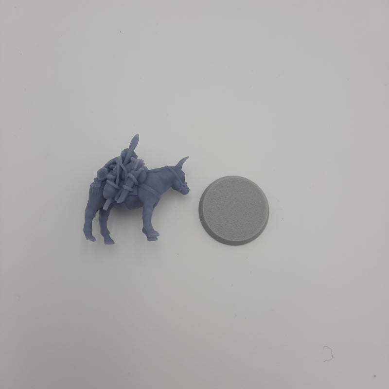 Figurine miniature - Mules (lot de 4 différentes) - DnD - Gris/Non peint