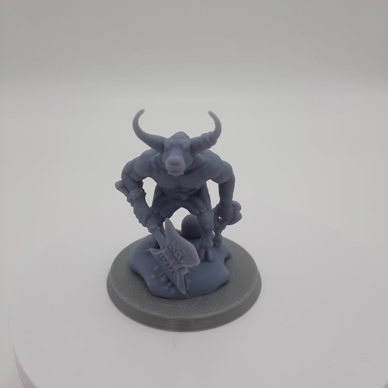 Figurine miniature - Minotaure (Minotaur) - DnD - Gris/Non peint