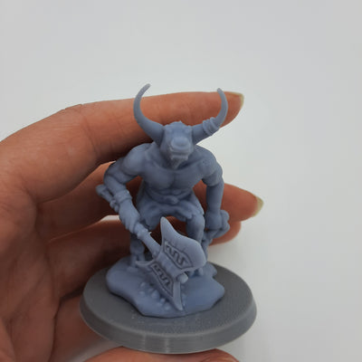 Figurine miniature - Minotaure (Minotaur) - DnD - Gris/Non peint