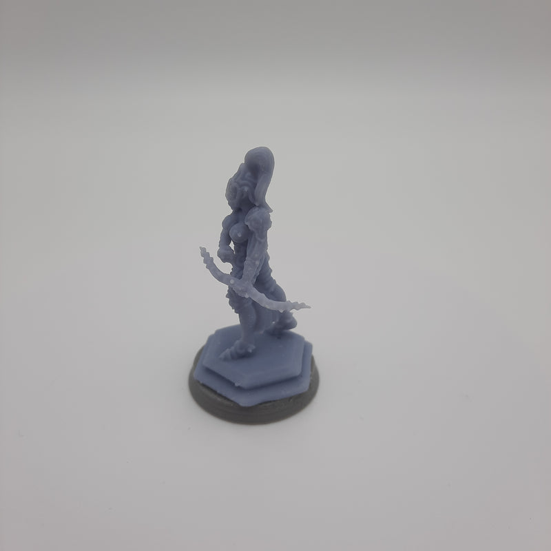 Figurine miniature - Archère Haut Elfe - Gris/Non peint - DnD - Résine/PLA