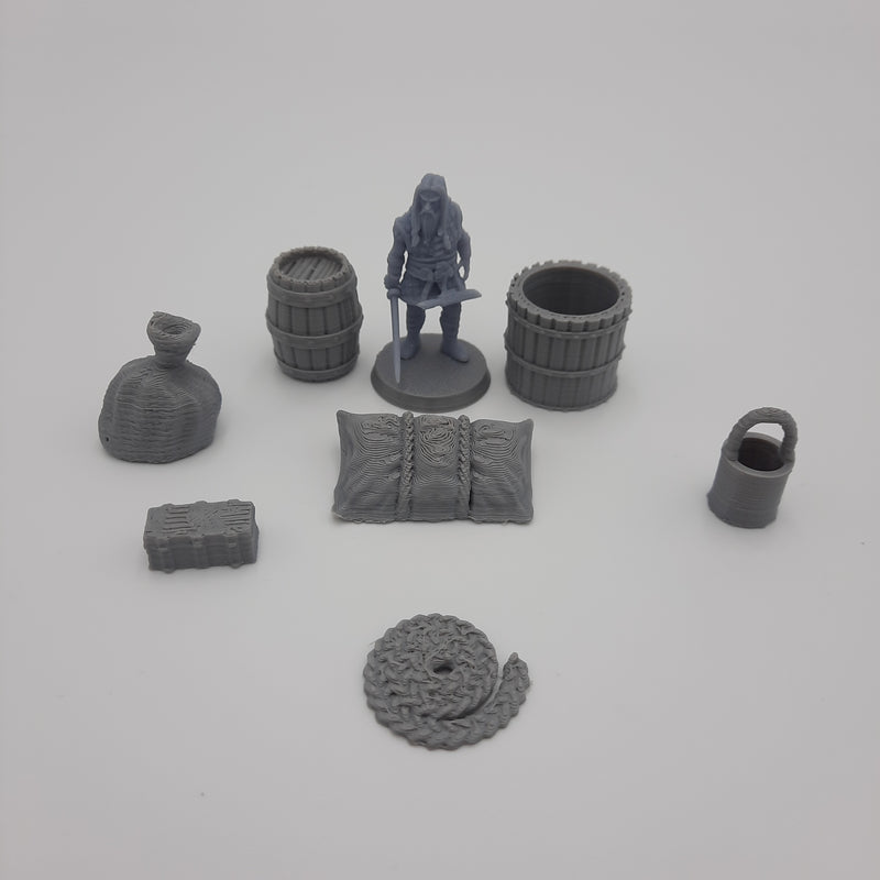 Miniature scenery sets - Port accessories (Set of 7 pieces) - DnD - Fate of the Norns - Grey/Unpainted