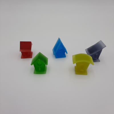 Wingspan - Improvement kit for action markers - 8 birdhouses of 5 translucent colors:red-blue-yellow-black-green