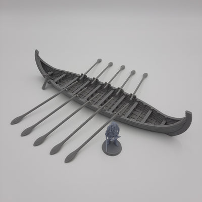 Minature Scenery - Karvi - Viking boat (13 pieces) - DnD - Fate of the Norns - Grey/unpainted