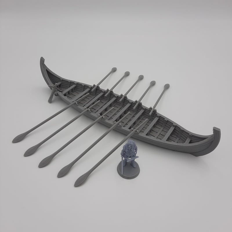 Minature Scenery - Karvi - Viking boat (13 pieces) - DnD - Fate of the Norns - Grey/unpainted