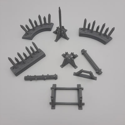 Miniature Scenery - Barricades (9-piece set) - Viking - DnD - Fate of the Norns - Grey/unpainted