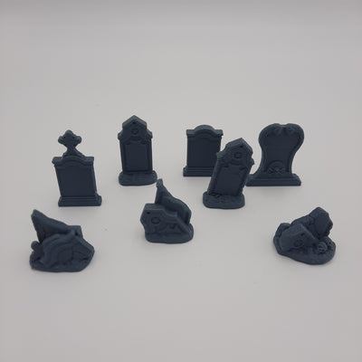 Décors miniature - Pierres tombales (ensemble de 8 pièces) - DnD - Warhammer - Gris/Non peint