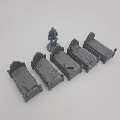 Décors miniature - Lits (5 différents, 3 grandeurs disponibles) - DnD - Fate of the Norns - Gris/Non peint