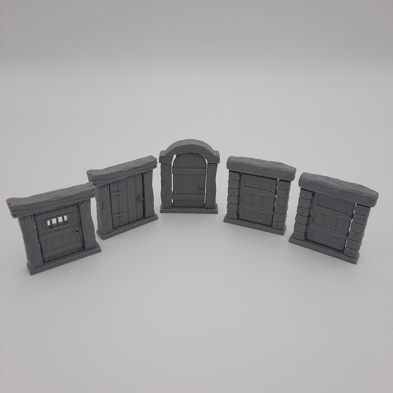 Hinged doors (set of 5) - Grey/Unpainted