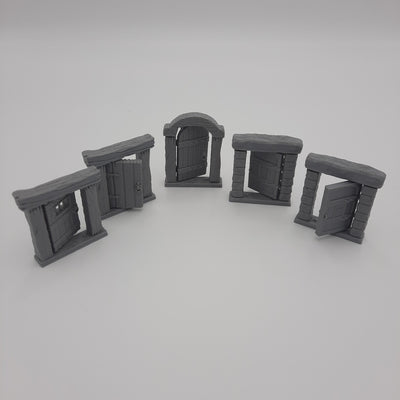 Hinged doors (set of 5) - Grey/Unpainted
