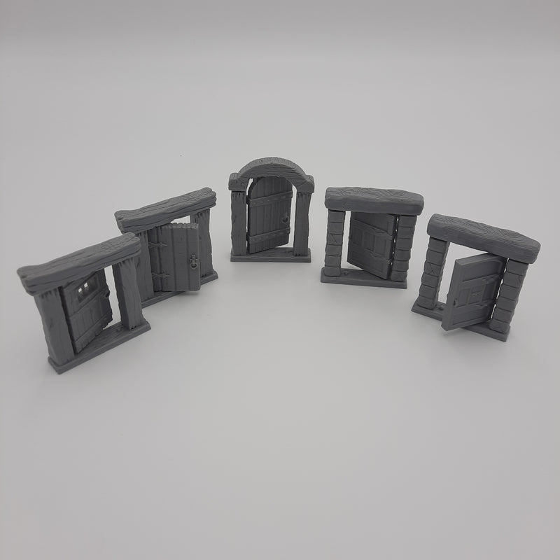 Hinged doors (set of 5) - Grey/Unpainted