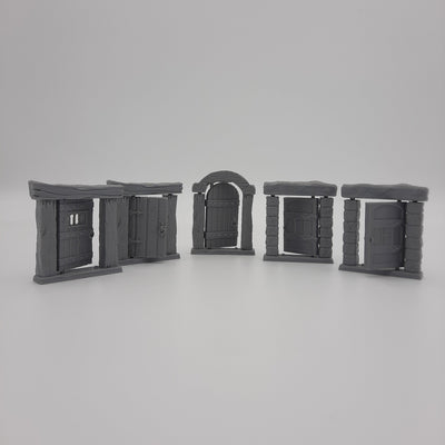 Hinged doors (set of 5) - Grey/Unpainted