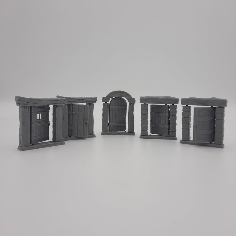 Hinged doors (set of 5) - Grey/Unpainted