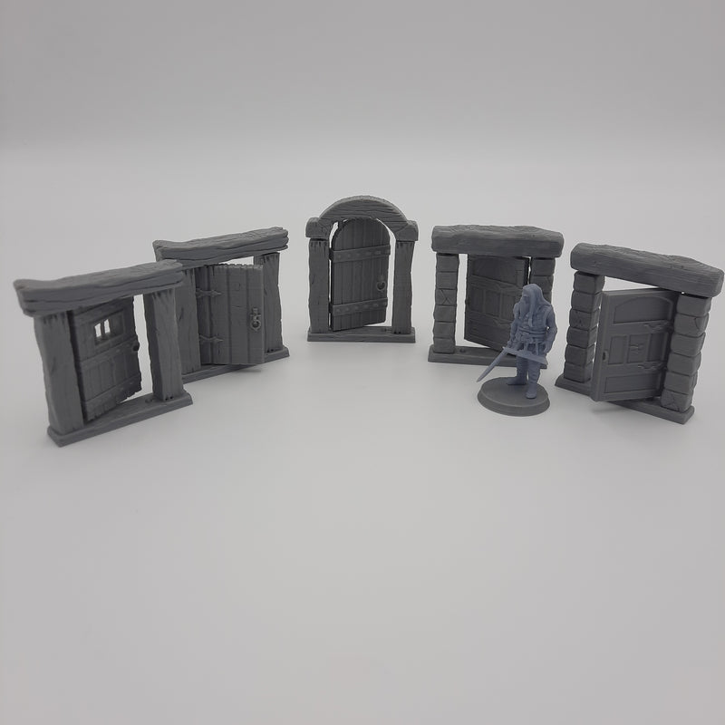 Décors minature - Portes à charnières (kit de 5) - DnD - Fate of the Norns - Gris/Non peint