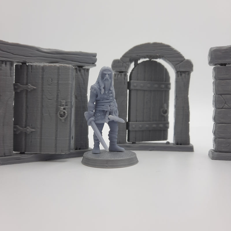 Hinged doors (set of 5) - Grey/Unpainted