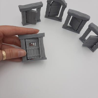 Hinged doors (set of 5) - Grey/Unpainted