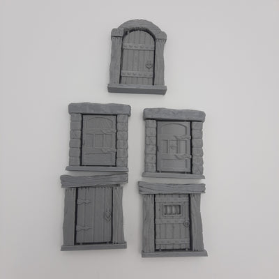 Décors minature - Portes à charnières (kit de 5) - DnD - Fate of the Norns - Gris/Non peint