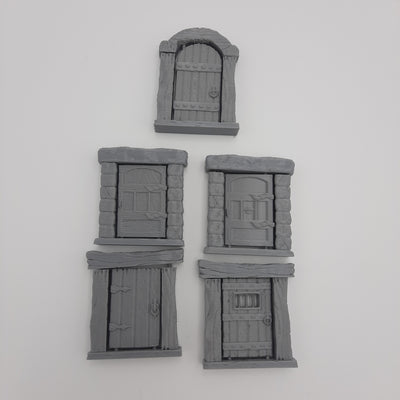 Hinged doors (set of 5) - Grey/Unpainted