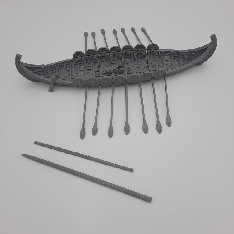 Miniature Scenery - Snekkja - Viking boat (20 pieces) - DnD- Fate of the Norns - Grey/unpainted