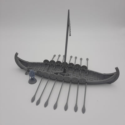Décors miniature - Snekkja - Bateau Viking (20 morceaux) - DnD - Fate of the Norns - Gris/Non peint