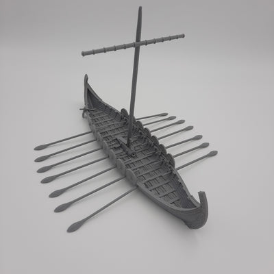 Décors miniature - Snekkja - Bateau Viking (20 morceaux) - DnD - Fate of the Norns - Gris/Non peint