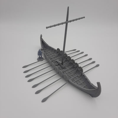 Miniature Scenery - Snekkja - Viking boat (20 pieces) - DnD- Fate of the Norns - Grey/unpainted