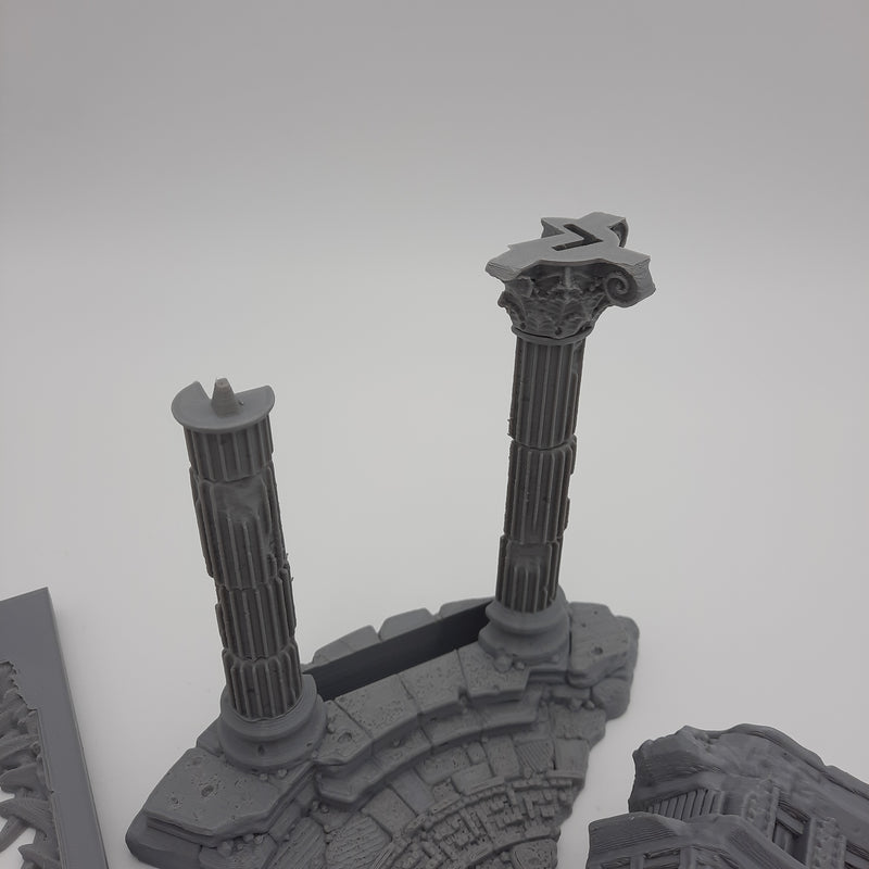 Décors miniature - Portail - Tholos en ruine - DnD - Warhammer - Gris/Non peint