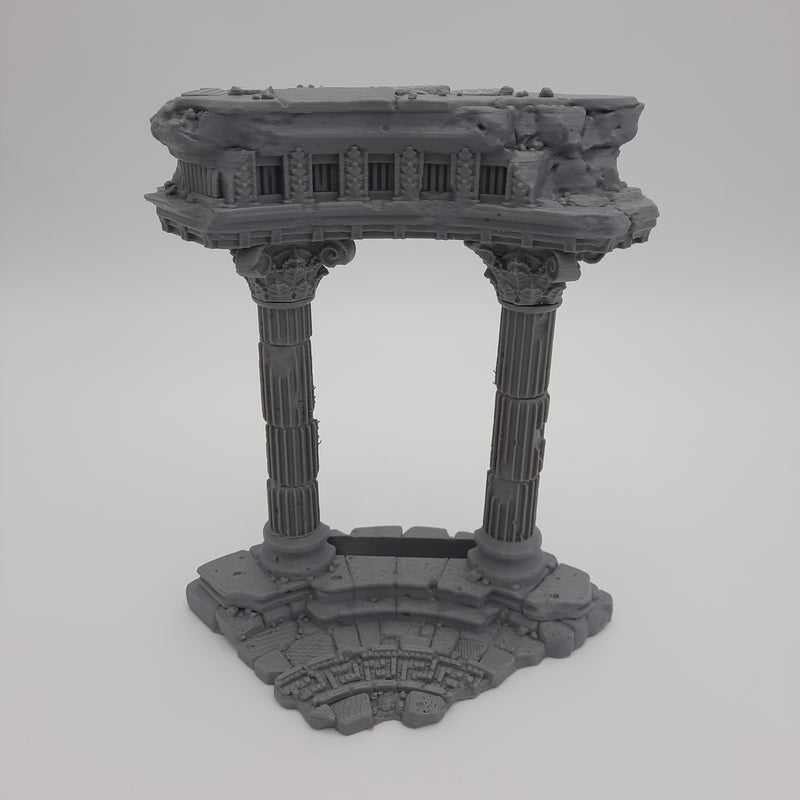 Décors miniature - Portail - Tholos en ruine - DnD - Warhammer - Gris/Non peint