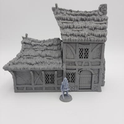 Décors miniature - Maisonnette (3 choix de toiture) - DnD - Fate of the Norns - Gris/Non peint