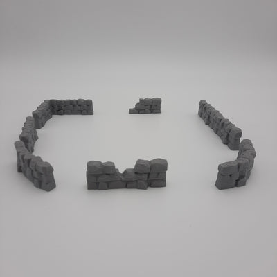 Miniature Scenery - Stone Walls (7 Pieces) - Viking - DnD - Fate of the Norns - Warhammer - Grey/unpainted