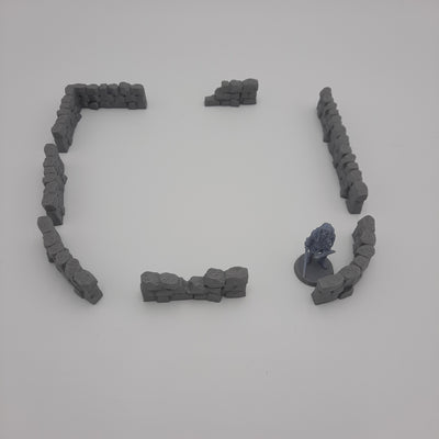 Décors miniature - Murs de pierre (ensemble 7 morceaux) - Viking - DnD - Fate of the Norns - Warhammer - Gris/non peint