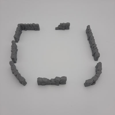 Miniature Scenery - Stone Walls (7 Pieces) - Viking - DnD - Fate of the Norns - Warhammer - Grey/unpainted