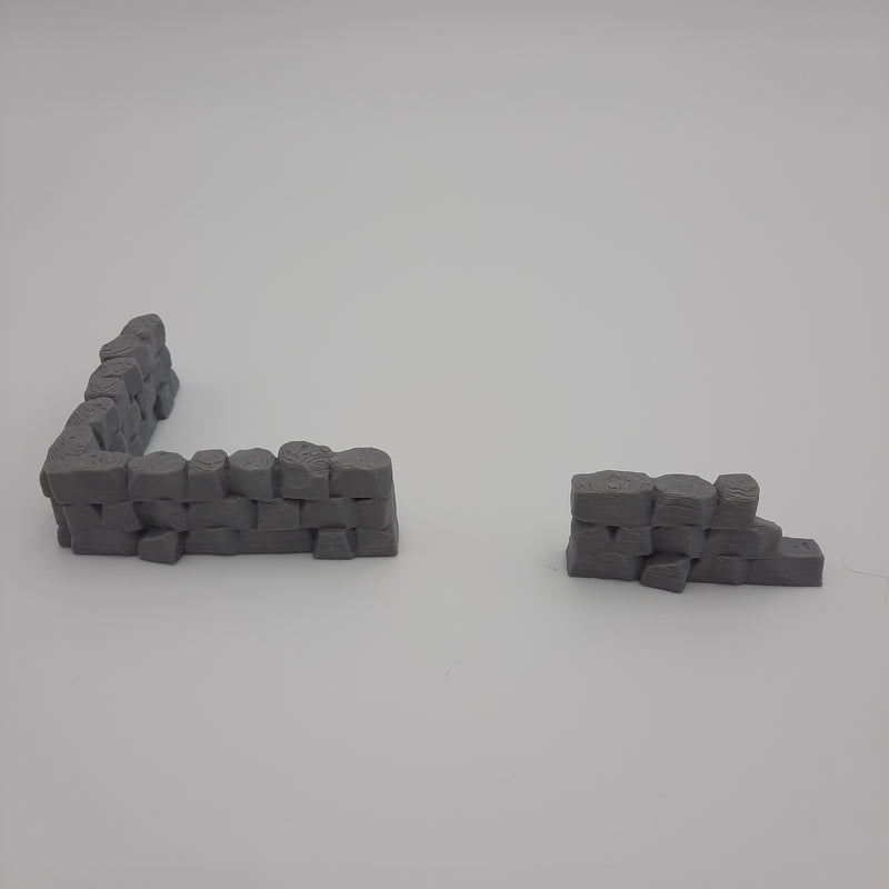 Miniature Scenery - Stone Walls (7 Pieces) - Viking - DnD - Fate of the Norns - Warhammer - Grey/unpainted