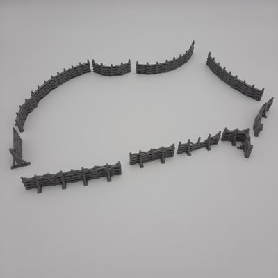 Miniature Scenery - Wattle Fences - (11 pieces) - Viking - DnD - Fate of the Norns - Wargaming - Grey/Unpainted