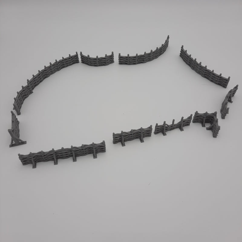 Clôtures en bois (ensemble 11 morceaux) - Viking - Gris/non peint