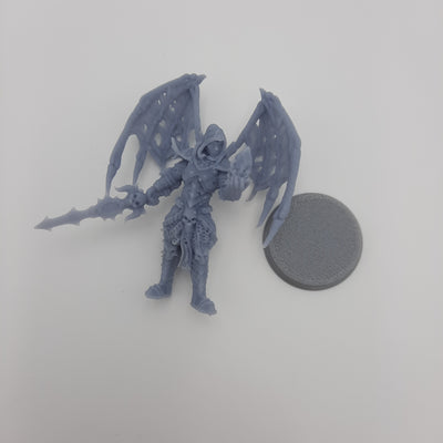 Figurine miniature - Aasimar déchue (Fallen Aasimar) - DnD - Gris/Non peint - Résine/PLA