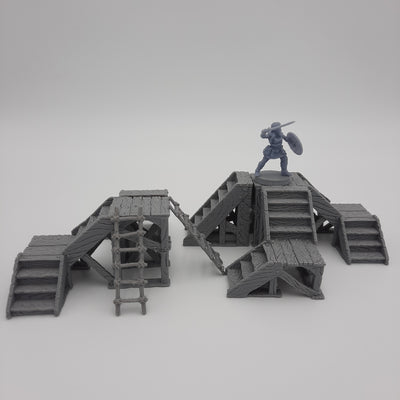 Décors miniature - Escaliers et échelles - DnD - Fate of the Norns - Warhammer - Gris/Non peint