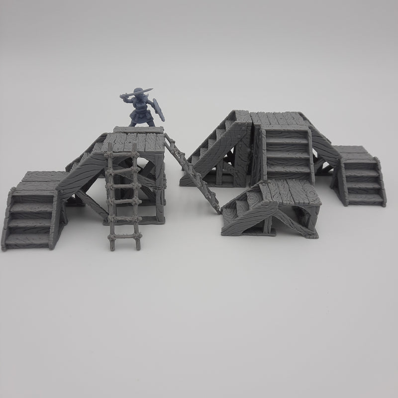 Décors miniature - Escaliers et échelles - DnD - Fate of the Norns - Warhammer - Gris/Non peint