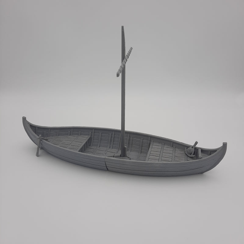 Mimiature Scenery - Knarr - Viking Merchant Ship (7 pieces) - DnD - Fate of the Norns - Grey/unpainted