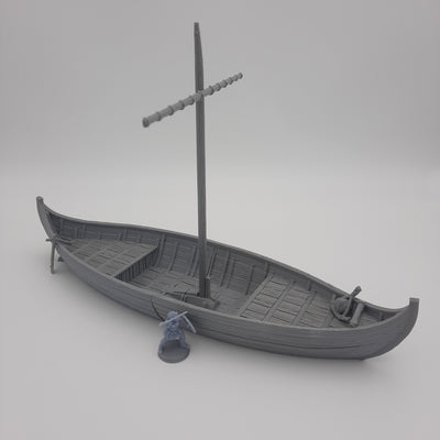 Décors miniature - Knarr - Bateau Marchand Viking (7 morceaux) - DnD - Fate of the Norns - Gris/Non peint