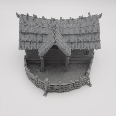 Miniature Scenery - Farmer's Viking House - DnD - Fate of the Norns - Grey/Unpainted