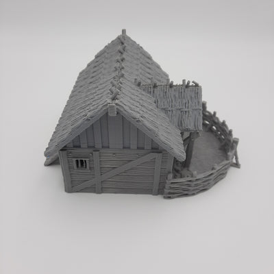 Miniature Scenery - Farmer's Viking House - DnD - Fate of the Norns - Grey/Unpainted