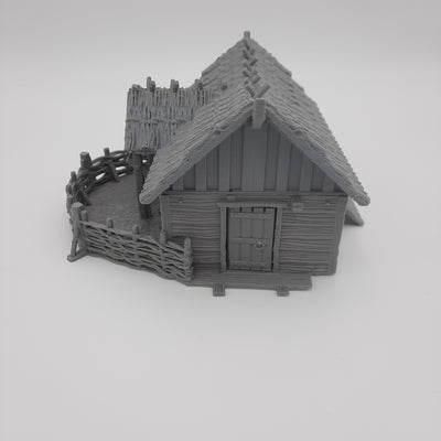 Miniature Scenery - Farmer's Viking House - DnD - Fate of the Norns - Grey/Unpainted