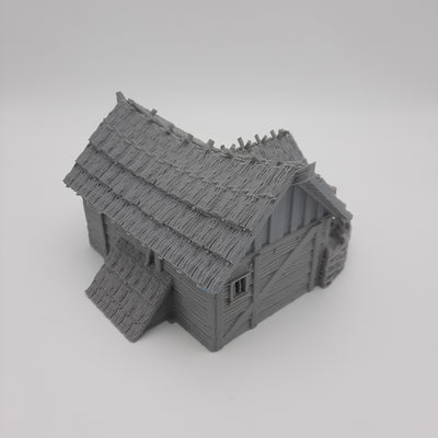 Miniature Scenery - Farmer's Viking House - DnD - Fate of the Norns - Grey/Unpainted